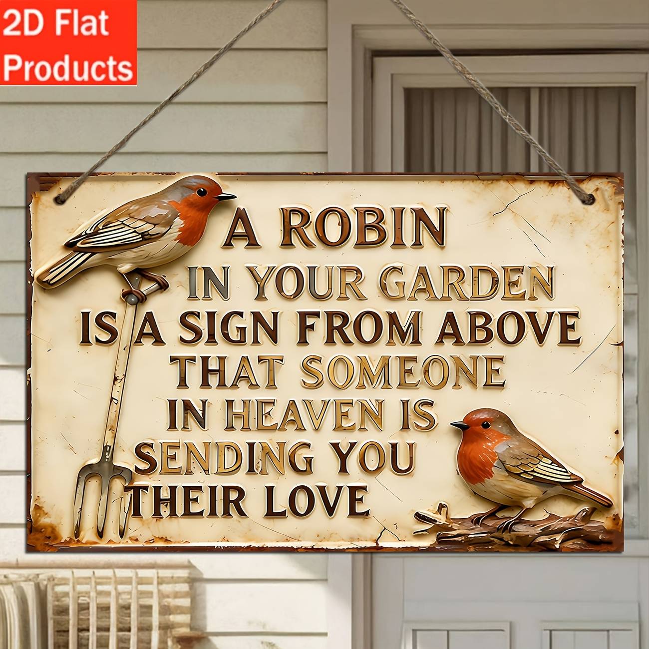 2D Flat - 2D FLAT, 1pc Wooden Decorative Sign And Plaque - Sympathy Garden Plaque with English Robin Quote "Remembered for Years to Come", Durable Wall Art Suitable for Cemetery, Or Remembrance Decor