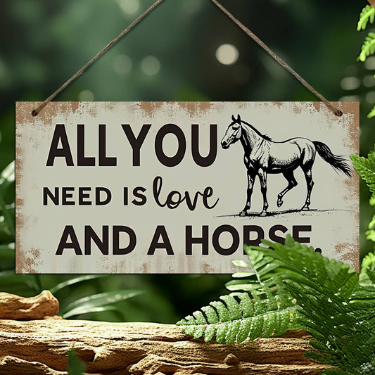 1pc Wood Horse Wall Plaque - Vintage Farmhouse Style Horse-Themed Wood Sign Suitable for Equestrian Homes, Rustic Barn & Stable Decor, Installation with Wood Grain Decoration