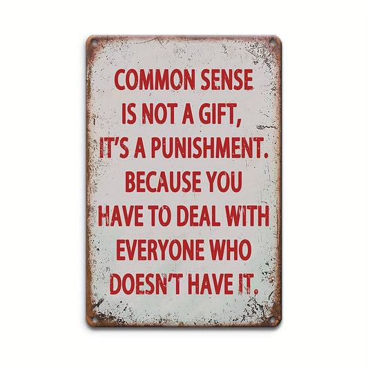 Vintage "Common Sense is Not a Gift" Wooden Wall Decor - Rustic Style Motivational Quote Art, Durable Home Bar Cafe Décor, No Electricity Needed, Easy to Hang