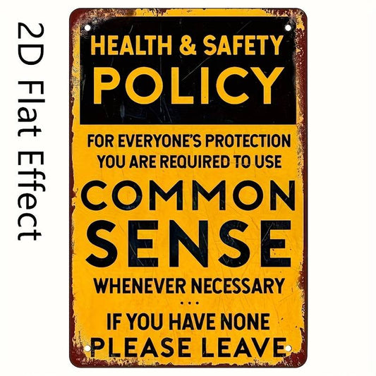 2D Flat, 19.81x14.86 cm Vintage Wooden Wall Sign - Retro Health & Safety Policy Plaque with Humorous Message, Rustic Home Kitchen Bar Cafe Decor, Easy to Install No Electricity Needed, Distressed Design, 2D Flat