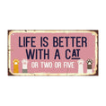 Load image into Gallery viewer, 1pc Classic Wooden Cat Lovers Sign, "Life is Better with a Cat or Two or Five" Humorous Wall Decor, 9.91x19.81 cm, Rectangle Hanging Plaque for Home & Door, No Electricity Needed, Featherless
