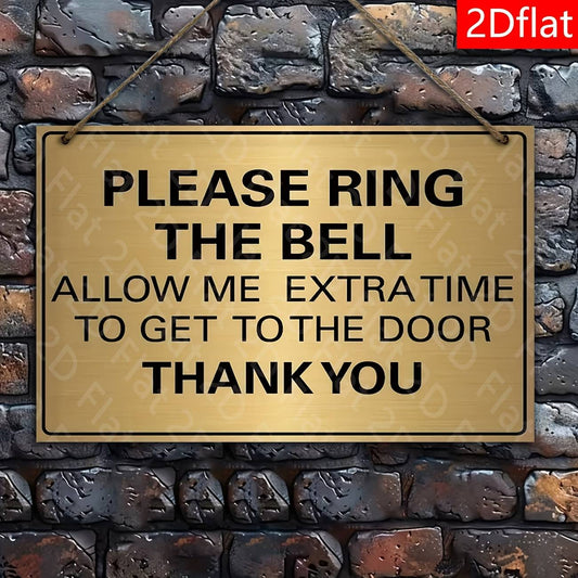 2D Flat, 2D Flat 1pc Decorative Sign and Plaque - Golden Wooden Doorbell Sign "Please Ring the Bell" Wall Hanging, Suitable for Bedroom, Entryway, or Office Decoration, 2D Flat