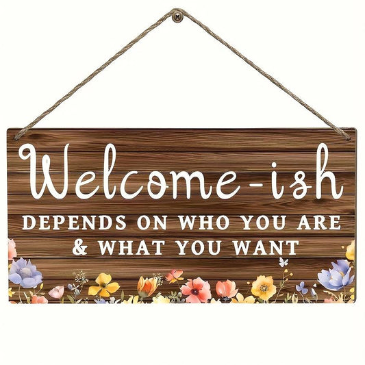 1 Art Deco Wooden Welcome Sign | Multi-Purpose Country Farmhouse Hanging with Colorful Flowers, Wall Decor for Porch and Entryway, No Electricity Needed