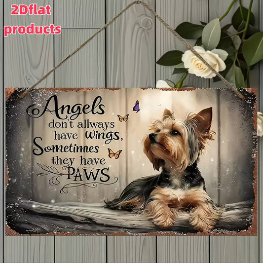 2D Flat, 1pc Vintage Yorkshire Terrier Dog Wall Plaque with Inspirational Quote - Wood Wood Sign for home Office Garden Bar Decor, Yorkie Lover Gift,, 2D Flat