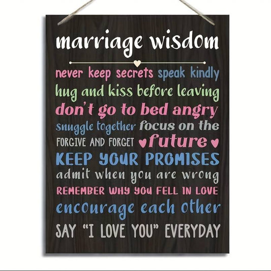 Marriage Sign, Decorative Wooden Wall Plaque, Marriage Plaque, Home Room Decor, Anniversary Decoration, Cottage Home Wall Decor, Couple'S Bedroom Decor, Couple Wedding Gift