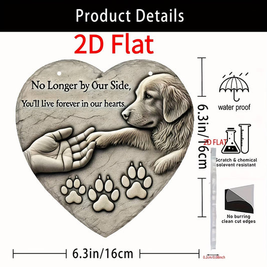 2D Flat, 2D Flat Not 3DA 2D Flat Heart-shaped No Longer by Our Side, You Will Forever Live in Our Hearts - a Condolence Gift for the Loss of a Pet, a Wall Hanging Decoration for the Yard or Lawn, a Remembrance Keepsake., 2D Flat