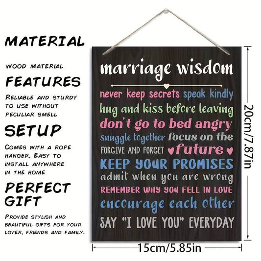 Marriage Sign, Decorative Wooden Wall Plaque, Marriage Plaque, Home Room Decor, Anniversary Decoration, Cottage Home Wall Decor, Couple'S Bedroom Decor, Couple Wedding Gift