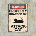 Load image into Gallery viewer, [2D Flat] Attack Cat Warning Sign Wooden Classic Garden Sign for Outdoor Wall Decoration Multi-purpose Wall-Hanging Wooden Plaque
