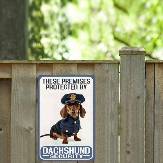 15cm X 20cm (5.85 inches X 7.8 inches) Vintage Wooden Logo: "These Houses Are Safely Protected By Dachshunds", Suitable for Home, Café, Garden, Indoor/Outdoor Decoration, Fun And Beautiful Decoration 2D Flat Printing, 2D Flat, Perfect for Room Decor