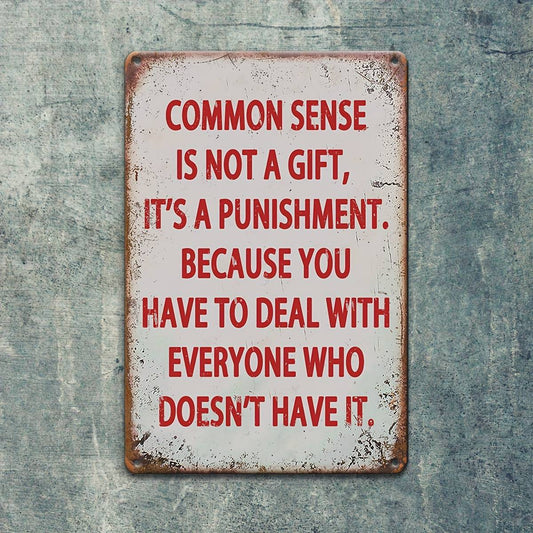 Vintage "Common Sense is Not a Gift" Wooden Wall Decor - Rustic Style Motivational Quote Art, Durable Home Bar Cafe Décor, No Electricity Needed, Easy to Hang