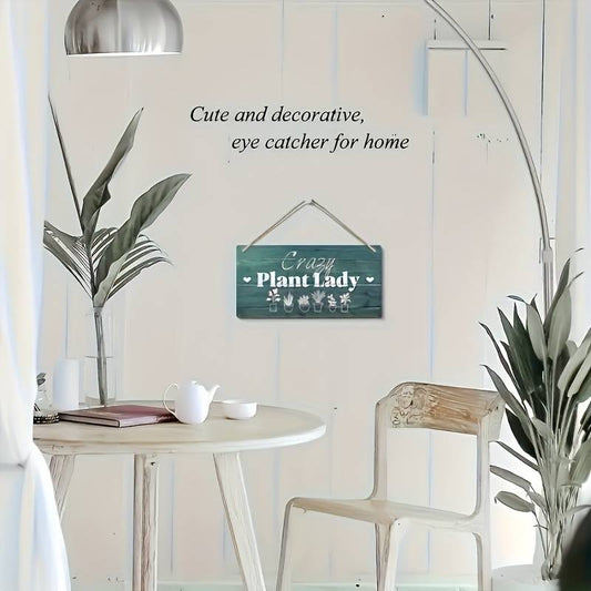 Charming Wooden 'Crazy Plant Lady' Sign - Ideal Garden & Home Decor Gift for Plant Enthusiasts, Moms, and Themed Parties
