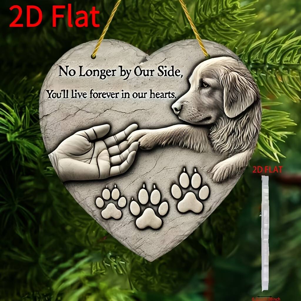 2D Flat, 2D Flat Not 3DA 2D Flat Heart-shaped No Longer by Our Side, You Will Forever Live in Our Hearts - a Condolence Gift for the Loss of a Pet, a Wall Hanging Decoration for the Yard or Lawn, a Remembrance Keepsake., 2D Flat