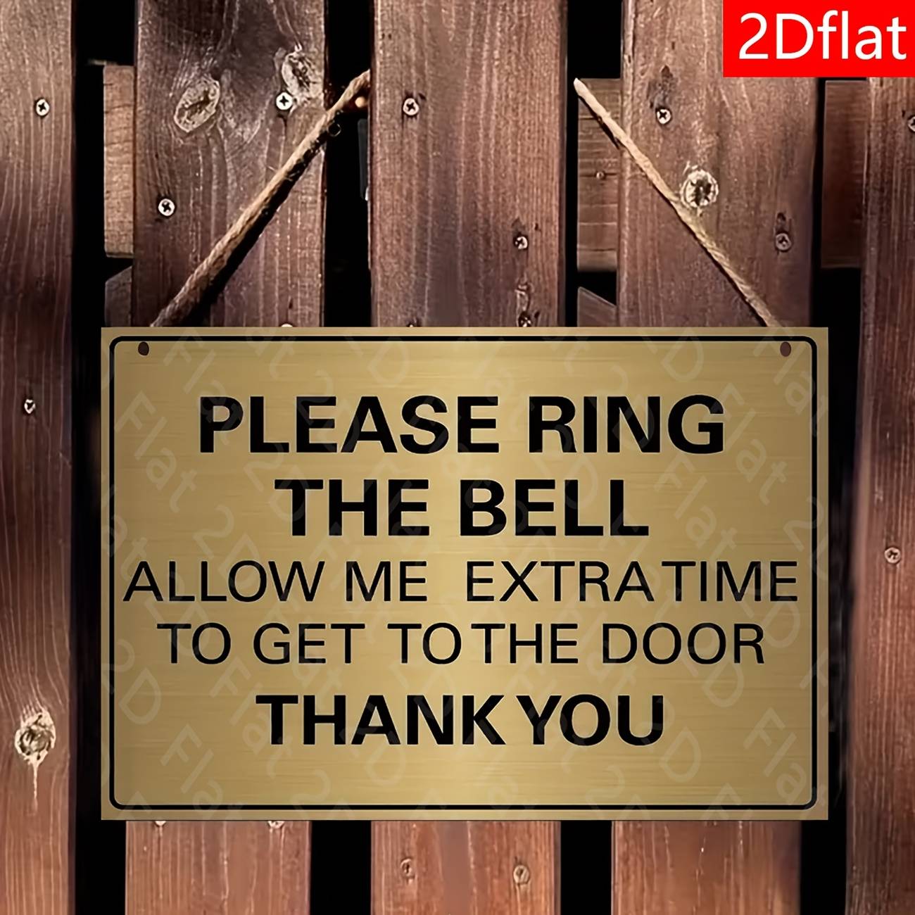 2D Flat, 2D Flat 1pc Decorative Sign and Plaque - Golden Wooden Doorbell Sign "Please Ring the Bell" Wall Hanging, Suitable for Bedroom, Entryway, or Office Decoration, 2D Flat