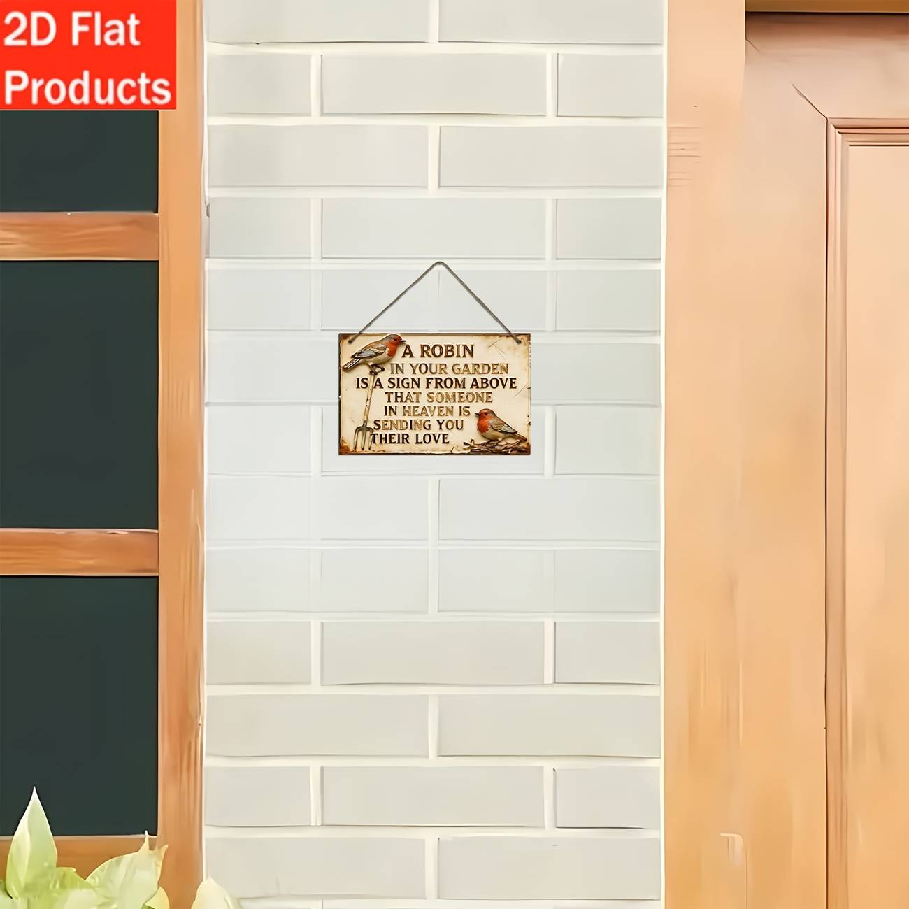 2D Flat - 2D FLAT, 1pc Wooden Decorative Sign And Plaque - Sympathy Garden Plaque with English Robin Quote "Remembered for Years to Come", Durable Wall Art Suitable for Cemetery, Or Remembrance Decor
