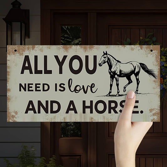 1pc Wood Horse Wall Plaque - Vintage Farmhouse Style Horse-Themed Wood Sign Suitable for Equestrian Homes, Rustic Barn & Stable Decor, Installation with Wood Grain Decoration