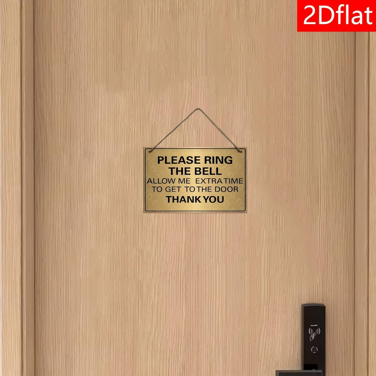 2D Flat, 2D Flat 1pc Decorative Sign and Plaque - Golden Wooden Doorbell Sign "Please Ring the Bell" Wall Hanging, Suitable for Bedroom, Entryway, or Office Decoration, 2D Flat