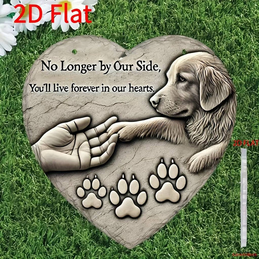 2D Flat, 2D Flat Not 3DA 2D Flat Heart-shaped No Longer by Our Side, You Will Forever Live in Our Hearts - a Condolence Gift for the Loss of a Pet, a Wall Hanging Decoration for the Yard or Lawn, a Remembrance Keepsake., 2D Flat