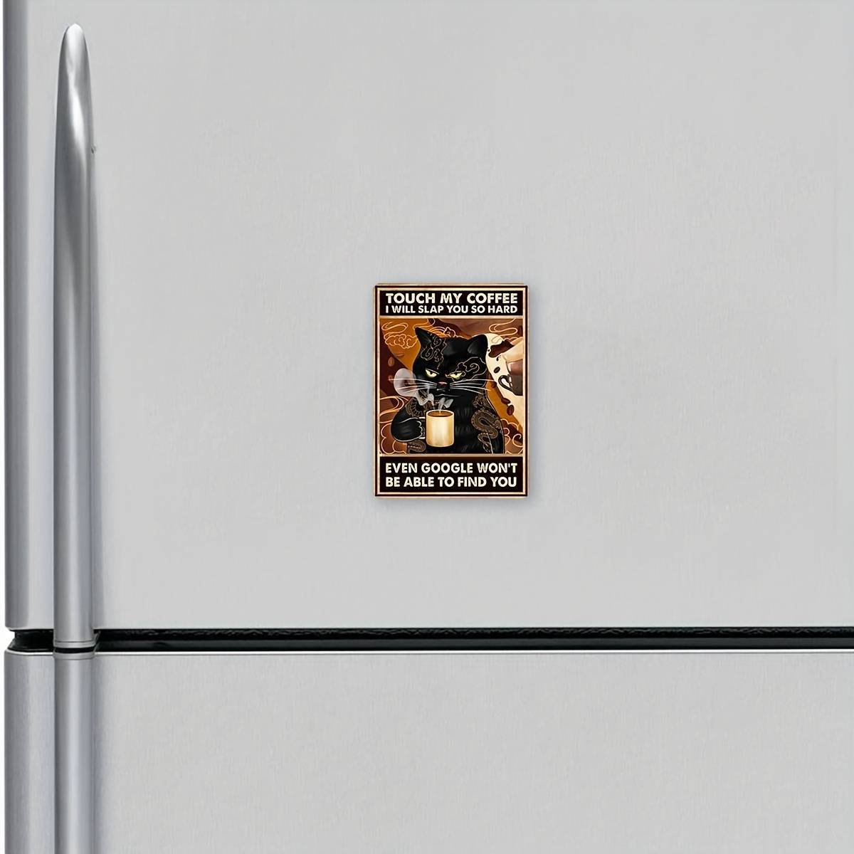 A Single Piece of Contemporary Art Design, a Humorous Magnet That Says 'Touch My Coffee', Featuring a Flat 2D Print. It'S a Unique Gift And a Creative Decoration for Refrigerator And Door Surfaces, with a Magnetic Backing