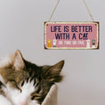 Load image into Gallery viewer, 1pc Classic Wooden Cat Lovers Sign, "Life is Better with a Cat or Two or Five" Humorous Wall Decor, 9.91x19.81 cm, Rectangle Hanging Plaque for Home & Door, No Electricity Needed, Featherless
