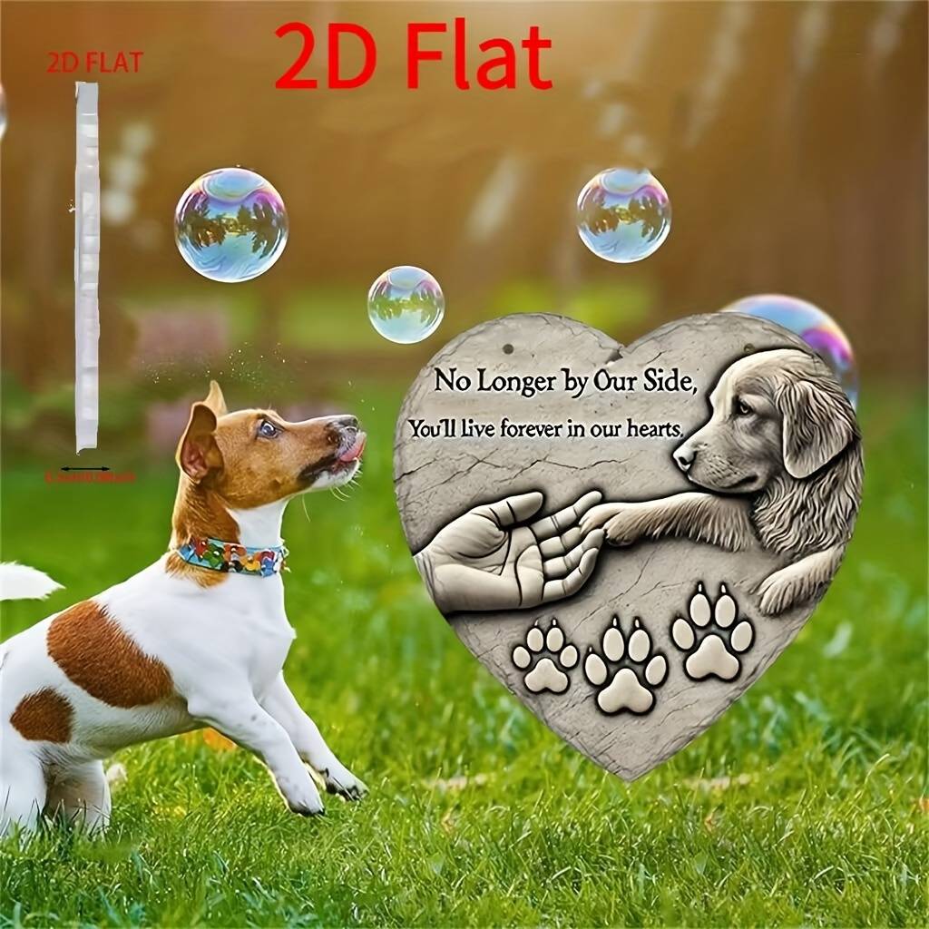 2D Flat, 2D Flat Not 3DA 2D Flat Heart-shaped No Longer by Our Side, You Will Forever Live in Our Hearts - a Condolence Gift for the Loss of a Pet, a Wall Hanging Decoration for the Yard or Lawn, a Remembrance Keepsake., 2D Flat