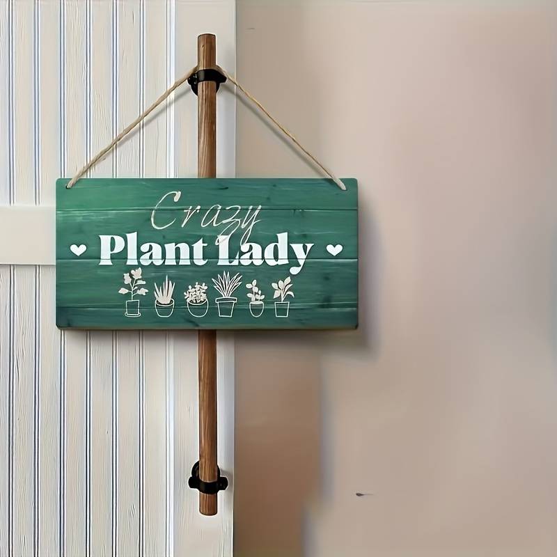 Charming Wooden 'Crazy Plant Lady' Sign - Ideal Garden & Home Decor Gift for Plant Enthusiasts, Moms, and Themed Parties