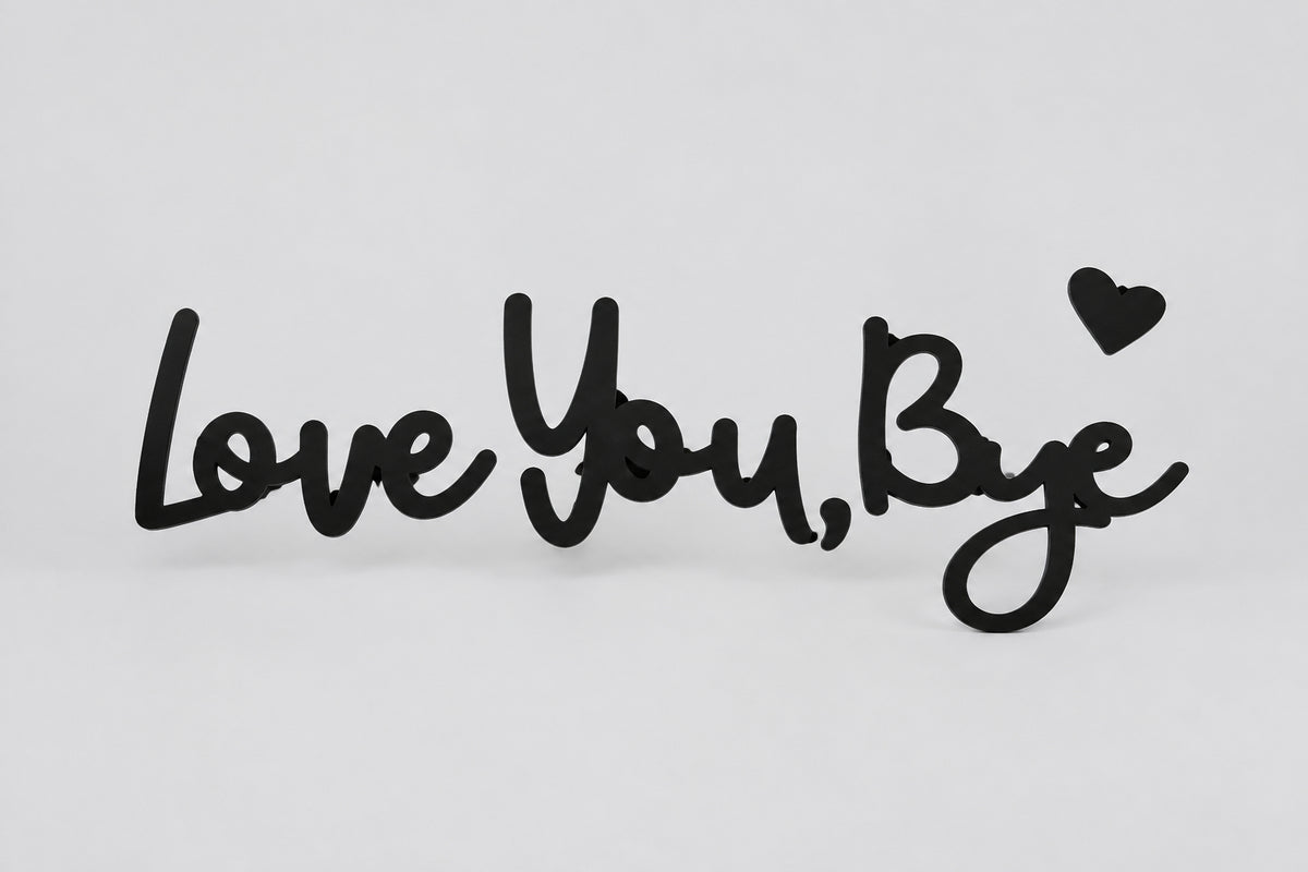 2D Flat Wooden Sign "Love You Bye" with Heart Door Frame Sign