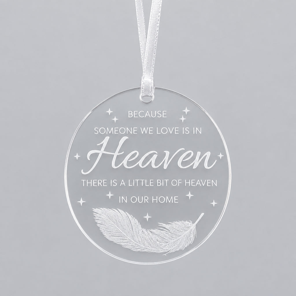 2D Flat Acrylic Feather Decoration with Ribbon Hanger