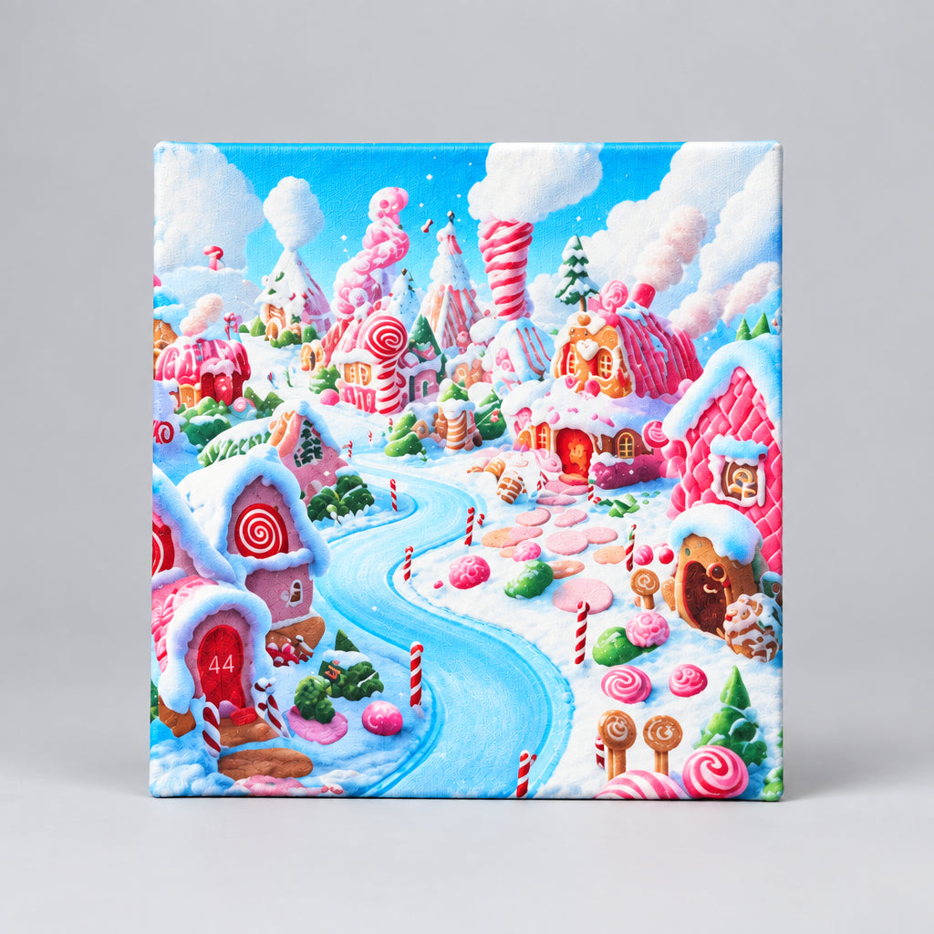 Christmas Cabin Street Scene Cushion Cover 45x45cm