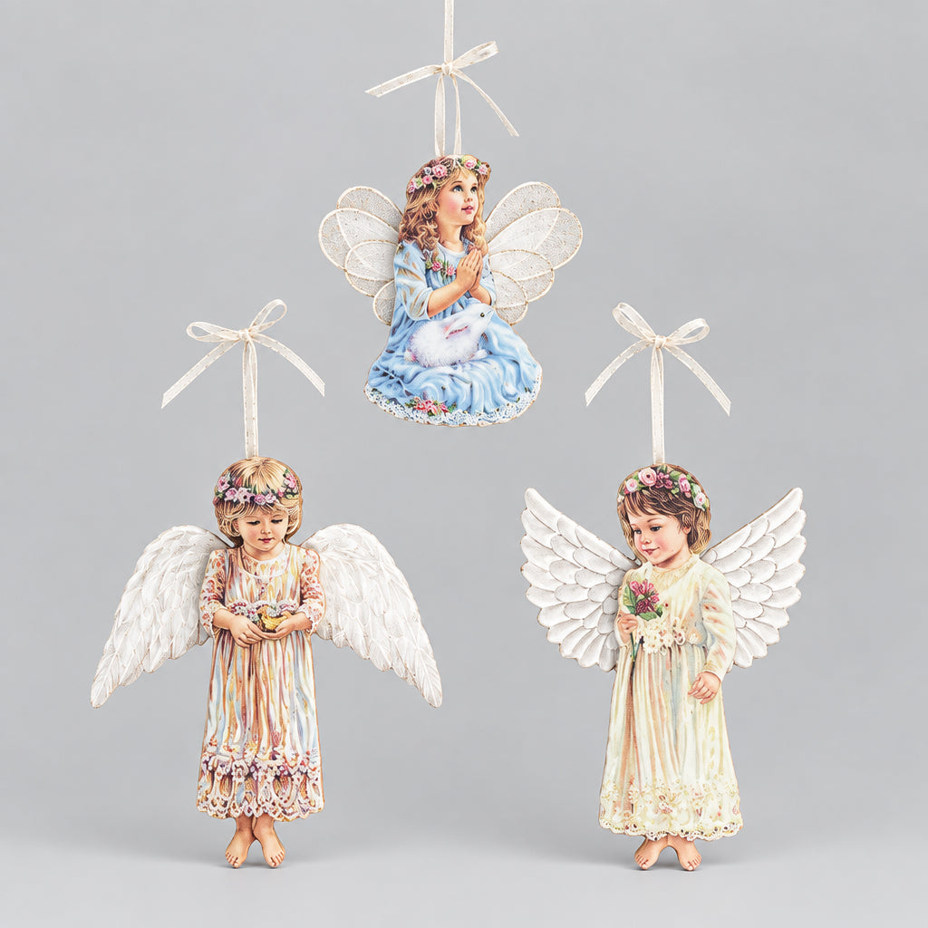 The Bradford Editions Heavens Little Angels Ornaments Set of 3 Angels 3rd Set