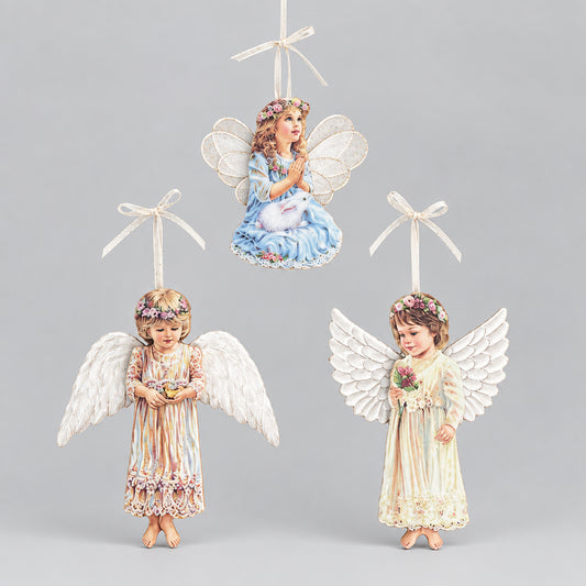 The Bradford Editions Heavens Little Angels Ornaments Set of 3 Angels 3rd Set