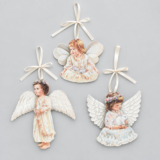 The Bradford Editions Heavens Little Angels Ornaments Set of 3 Angels 6th Set