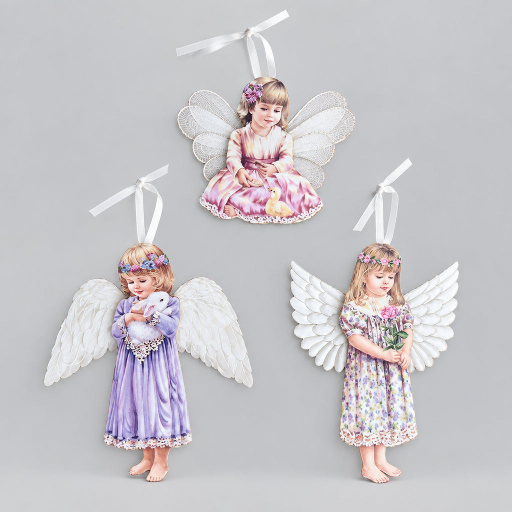The Bradford Editions Heaven Little Angels Ornaments Set of 3 Angels 4th Set