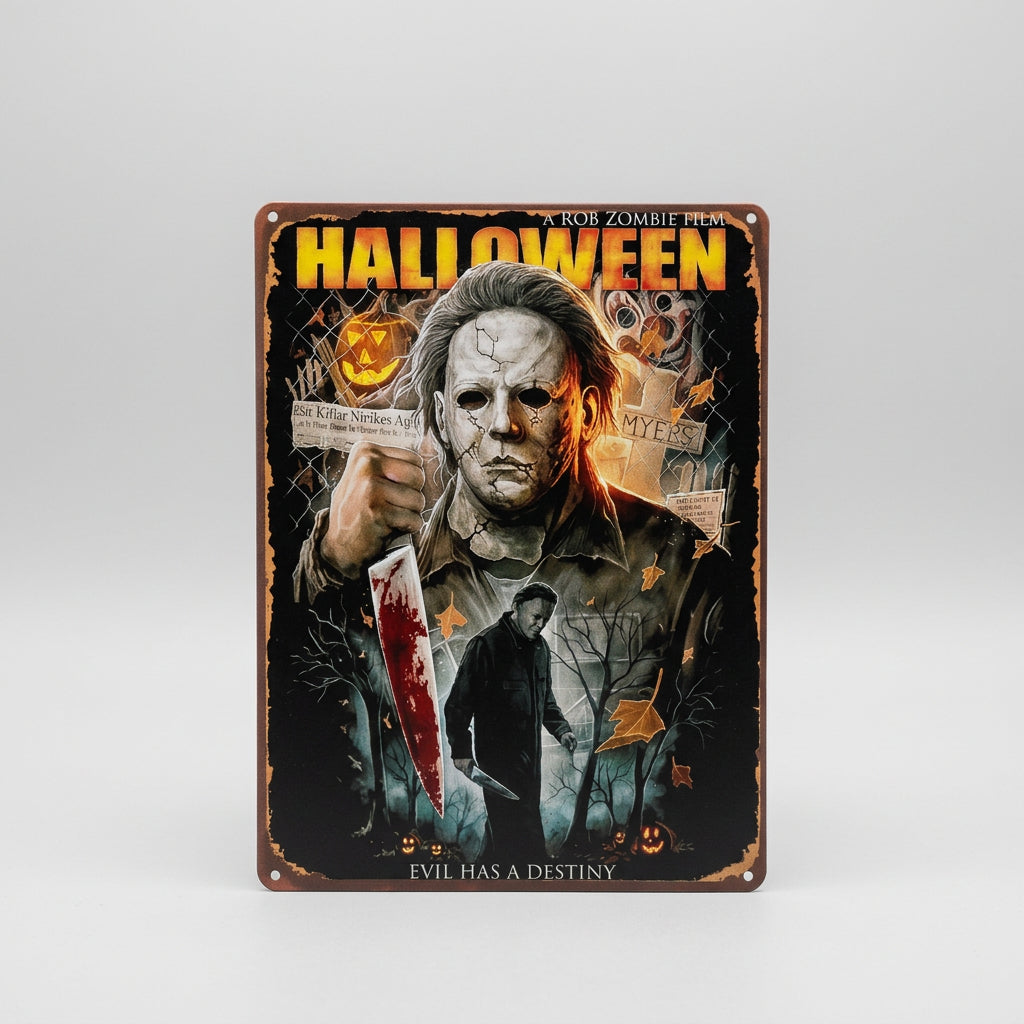 2D Flat Wooden Sign Halloween Evil Has a Destiny 15cm x 20cm