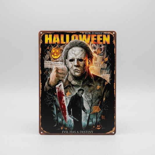 2D Flat Wooden Sign Halloween Evil Has a Destiny 15cm x 20cm
