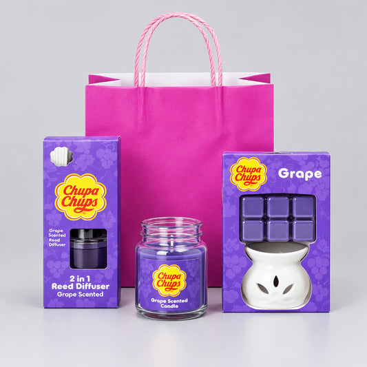 Chupa Chups Gift Bag with Wax Melt and Burner, Candle and Reed Diffuser-Grape