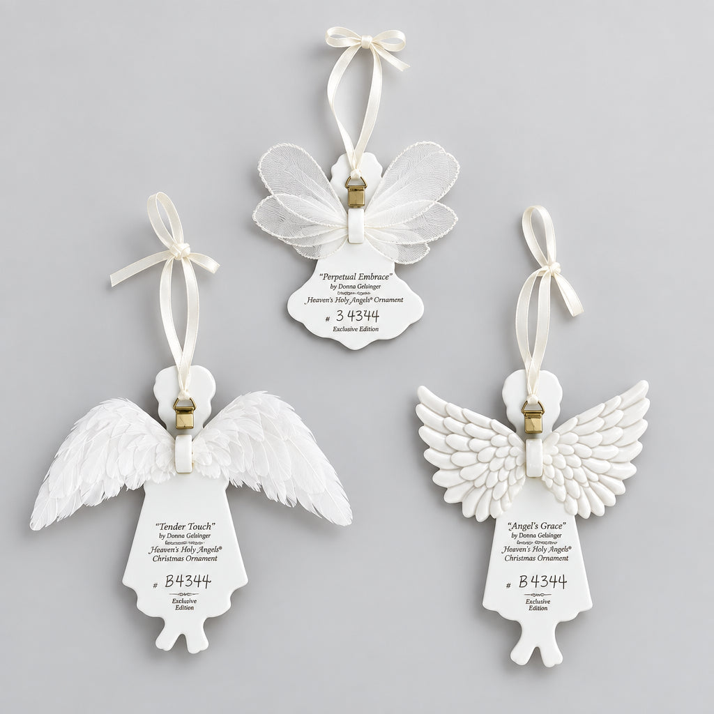 The Bradford Editions Heavens Little Angels Ornaments Set of 3 Angels 7th Set