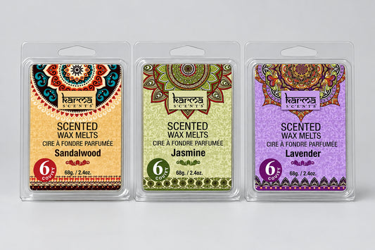 3 Packs of Karma Scents Wax Melts Sandalwood, Lavender and Jasmine Scents