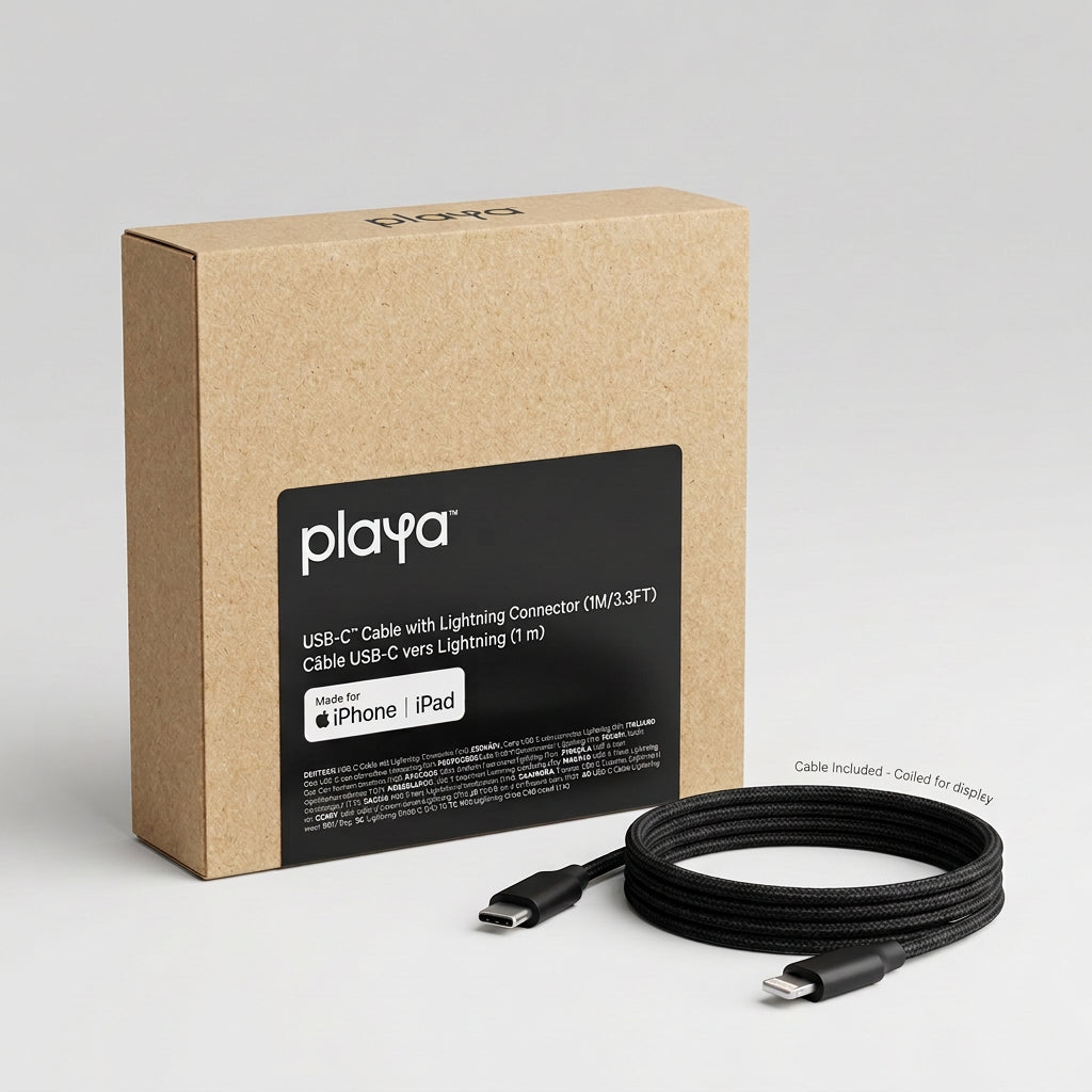 White Playa USB-C to Lightning charging cable 1 metre for iPhone and iPad – image 2