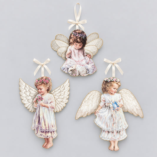 The Bradford Editions Heavens Little Angels Ornaments Set of 3 Angels 1st Set