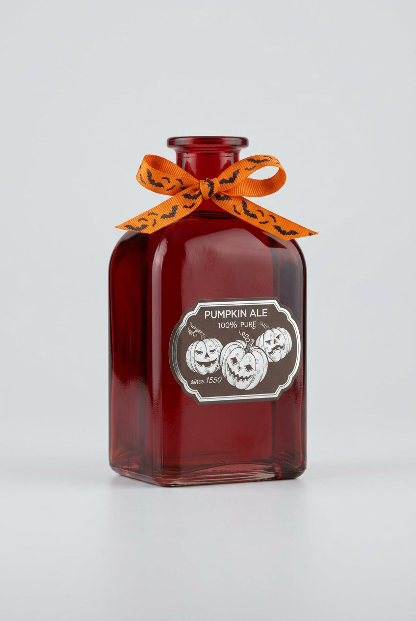 Pumpkin Ale decorative glass bottle with cork stopper for Halloween decor – image 2