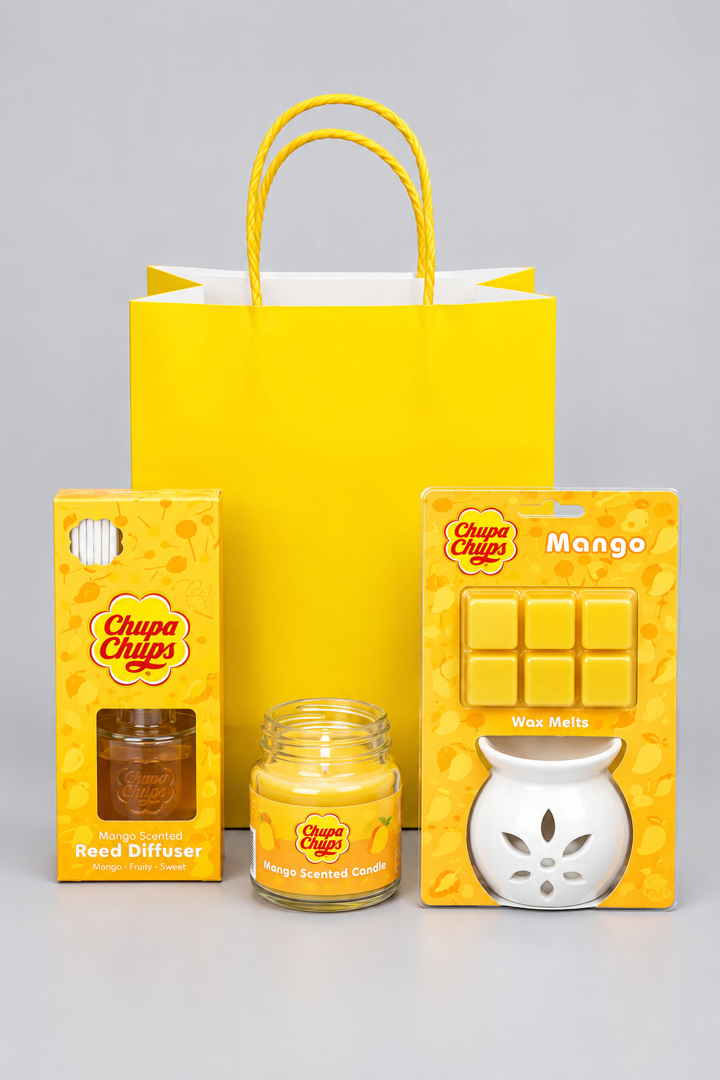 Chupa Chups Gift Bag with Wax Melt and Burner, Candle and Reed Diffuser-Mango