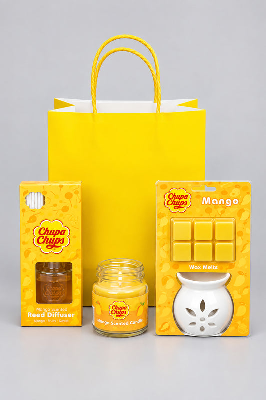Chupa Chups Gift Bag with Wax Melt and Burner, Candle and Reed Diffuser-Mango