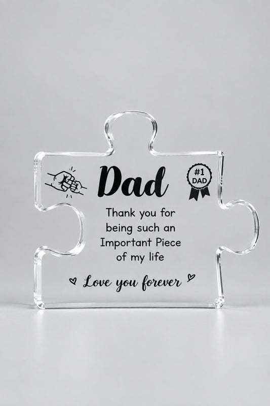 2D Flat Acrylic Dad Puzzle Piece Plaque 8.8x7cm