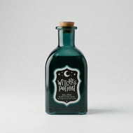 Witches Potion decorative green glass bottle with cork stopper for Halloween