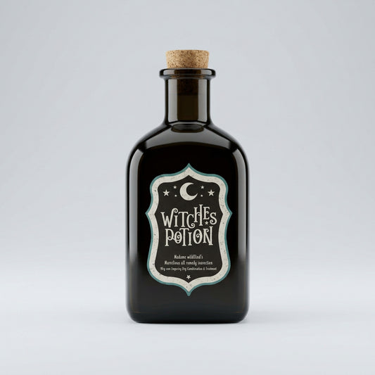 Witches Potion decorative green glass bottle with cork stopper for Halloween – image 2
