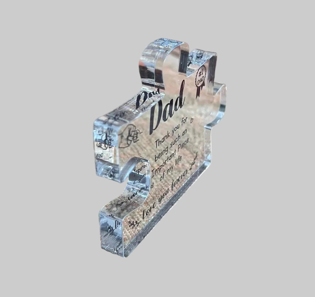 2D Flat Acrylic Dad Puzzle Piece Plaque 8.8x7cm