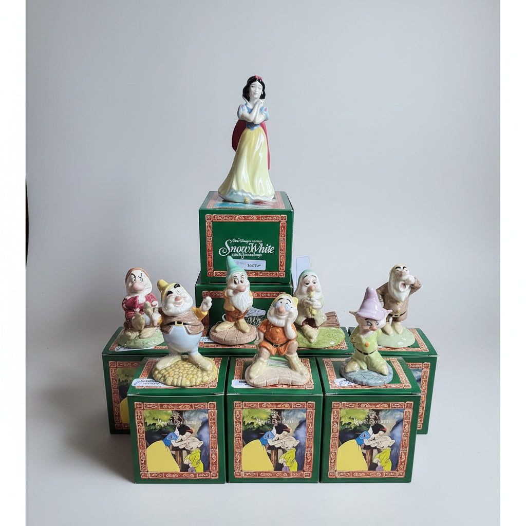 Royal Doulton Snow White and the Seven Dwarfs Figurines Full Set Limited Edition with COA