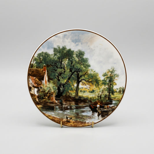 Crown Staffordshire bone china plaque with John Constable The Haywain painting