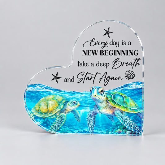 2D Flat Acrylic Heart New Beginning Plaque 11.8x10.5cm