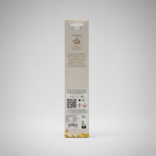Citrine Scented Incense Sticks with Holder. Each pack contains 40 sticks.